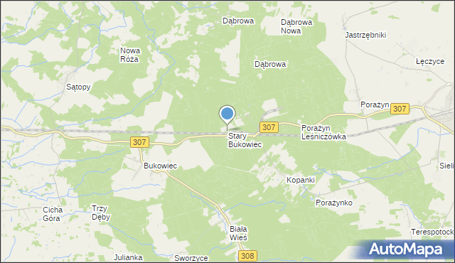 mapa Stary Bukowiec, Stary Bukowiec gmina Opalenica na mapie Targeo